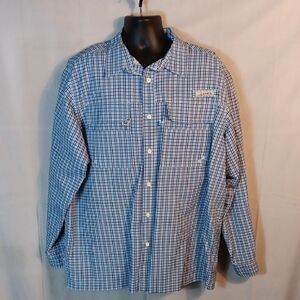 Habit Men's Solar Factor 40+ Outdoor / Fishing Blue Plaid Shirt